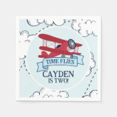 Uhrzeit Fliegt Flugzeug zum Geburtstag Serviette (Vorderseite)