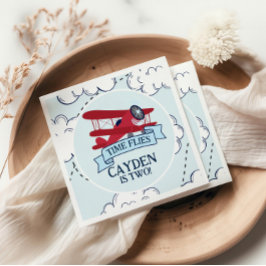 Uhrzeit Fliegt Flugzeug zum Geburtstag Serviette