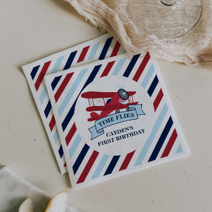Uhrzeit Fliegt Flugzeug zum Geburtstag Serviette