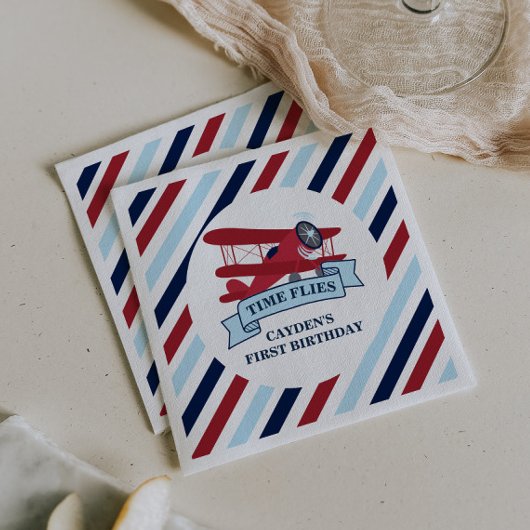 Uhrzeit Fliegt Flugzeug zum Geburtstag Serviette