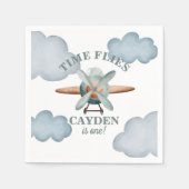 Uhrzeit Fliegt Flugzeug zum Geburtstag Serviette (Vorderseite)