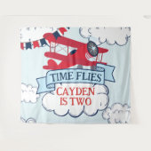 Uhrzeit Fliegt Flugzeug zum Geburtstag Wandteppich (Vorderseite (Horizontal))