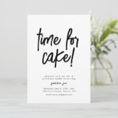 Uhrzeit für Geburtstagsaufladung des Kuchens Einladung (Stehend Vorderseite)