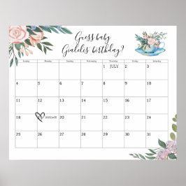 Uhrzeit für Tea Baby Shower Fälligkeitsdatum Poster