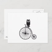 Uhu auf alten Vintagen Fahrrad Postkarte (Vorne/Hinten)