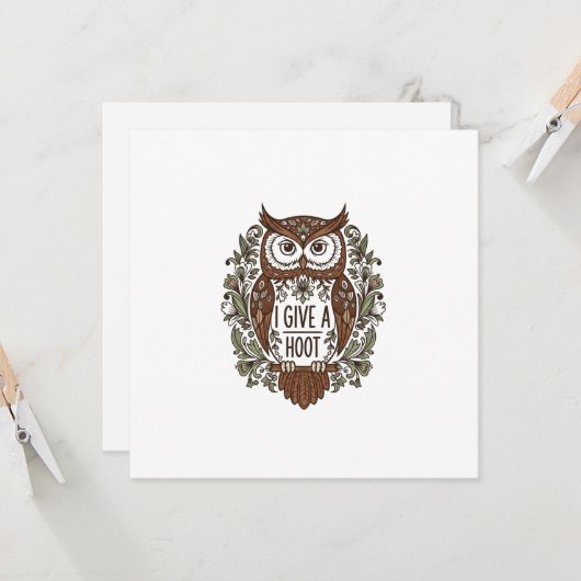 Uhu mit Blume Karte (Vorderseite/Rückseite Beispiel)