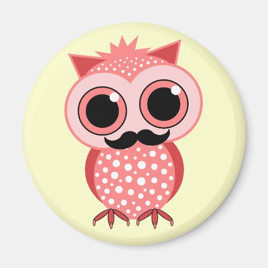 Uhu mit Schnurrbart Magnet (Vorne)