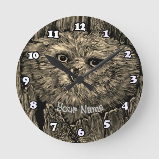Uhu-Uhr  Runde Wanduhr (Vorderseite)