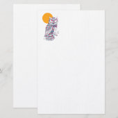 Uhu und Mond mit bunten Farben Briefpapier (Vorne/Hinten)