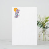 Uhu und Mond mit bunten Farben Briefpapier (Stehend Vorderseite)