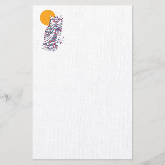 Uhu und Mond mit bunten Farben Briefpapier (Vorderseite)