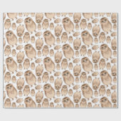 Uhusmuster in Wasserfarbe. Wilder Vogel. Süße Tier Geschenkpapier (Flach)