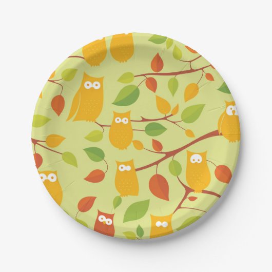 Uhvogelmuster wild lebender Cartoon Pappteller (Vorderseite)