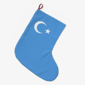Uighurische Flagge Ostturkistans (Uighuristan) Großer Weihnachtsstrumpf (Vorderansicht (hängend))