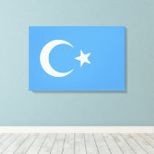 Uighurische Flagge Ostturkistans (Uighuristan) Leinwanddruck (Insitu (Holzboden))
