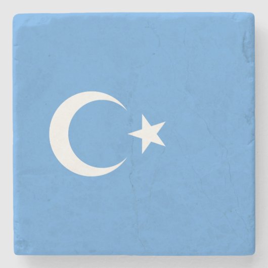 Uighurische Flagge Ostturkistans (Uighuristan) Steinuntersetzer (Vorderseite)