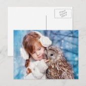 uil en meisje postkarte (Vorne/Hinten)