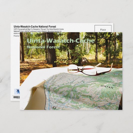 Uinta-Wasatch-Cache National Forest Topographisch Postkarte (Vorne/Hinten)