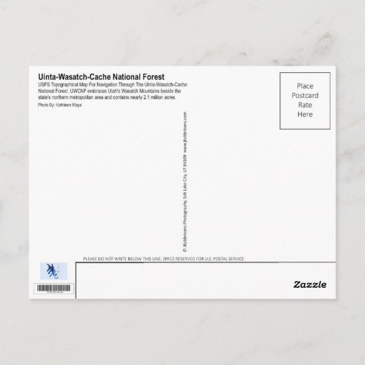 Uinta-Wasatch-Cache National Forest Topographisch Postkarte (Rückseite)