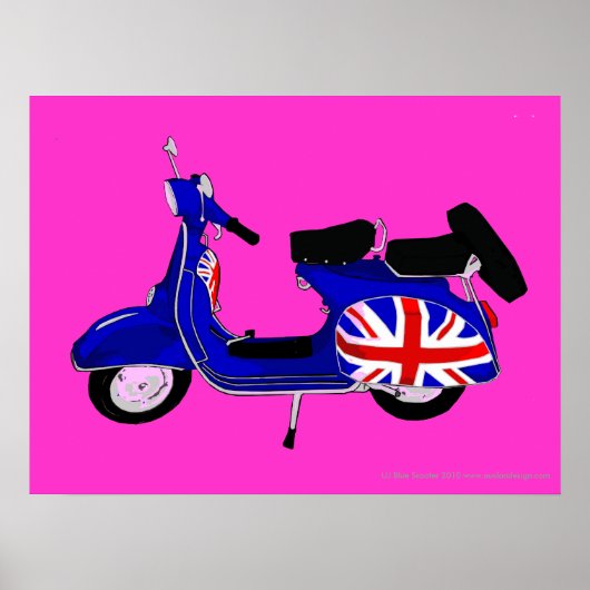 UJ Blue Scooter Pop Art Print Poster (Vorne)