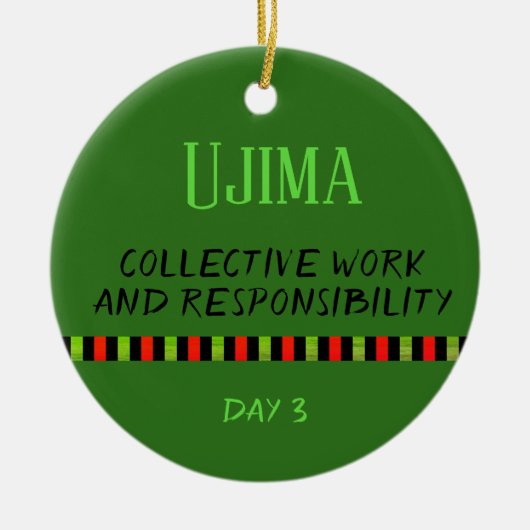 Ujima - Kwanzaa Tag 3 Grün Keramik Ornament (Vorne)