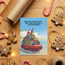 UK Beach Santa Funny Christmas Card Feiertagskarte