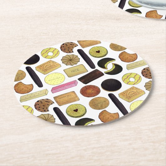 UK British Biscuits Shortbread Rich Tea Digestives Runder Pappuntersetzer (Angewinkelt)