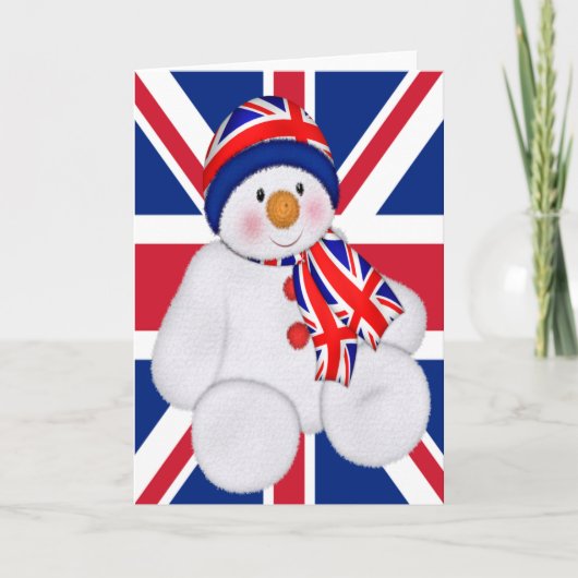 UK Christmas Snowman Feiertagskarte (Vorderseite)