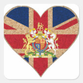 UK COA Heart Quadratischer Aufkleber (Vorderseite)