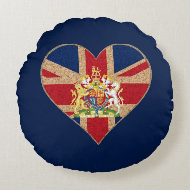 UK COA Heart Rundes Kissen (Vorderseite)