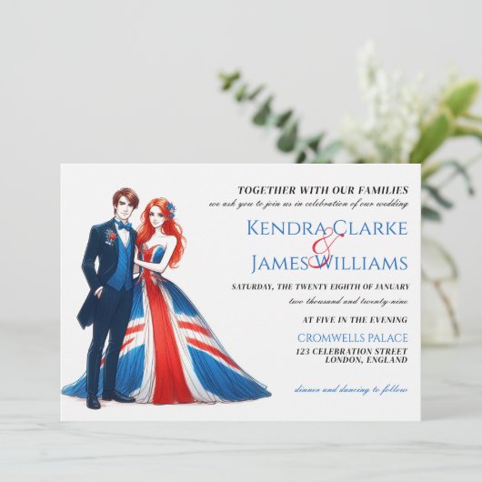 UK Couple Wedding Einladung (Stehend Vorderseite)