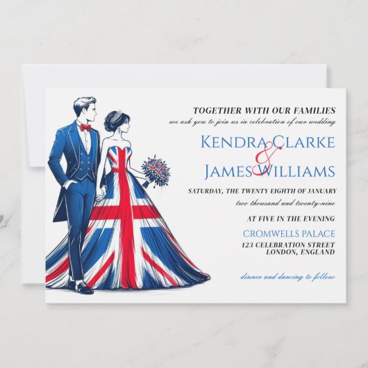 UK Couple Wedding Einladung (Vorderseite)