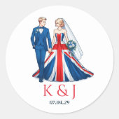 UK Couple Wedding Runder Aufkleber (Vorderseite)