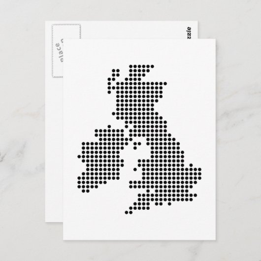Uk Dot Map Postkarte (Vorne/Hinten)