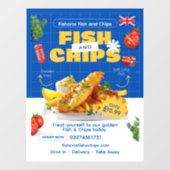 UK-Edition Leckerer Fish-N-Chips-Restaurant anpass Fensteraufkleber (Blatt)