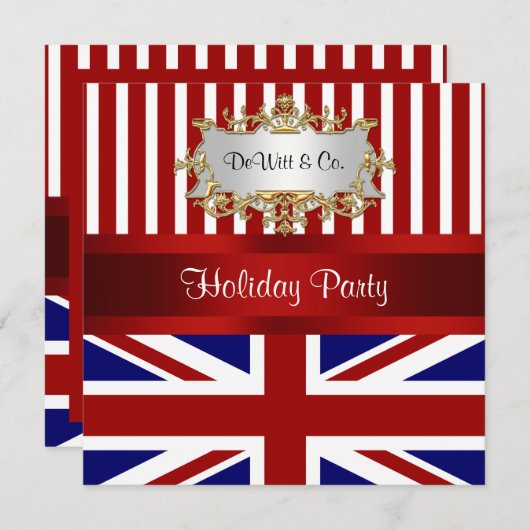 UK England Flaggen Party Einladung Red White Blue (Vorne/Hinten)