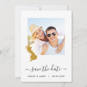 UK England Map Foto Wedding Save the Date Card (Vorderseite)