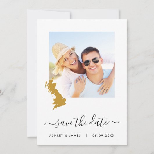 UK England Map Foto Wedding Save the Date Card (Vorderseite)