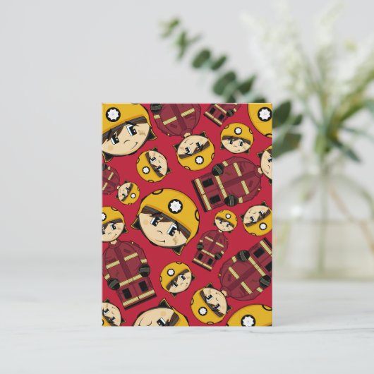 UK Firefighter Gemustert Postkarte (Stehend Vorderseite)