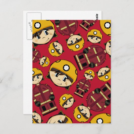 UK Firefighter Gemustert Postkarte (Vorne/Hinten)