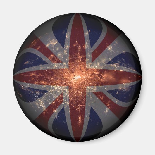 UK Fisheye Flag über London nachts Magnet (Vorne)