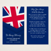 UK Flag British Memorial Funerary Prayer Card (Vorne & Hinten)