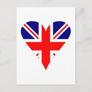 UK Flag Heart Funky Postkarte