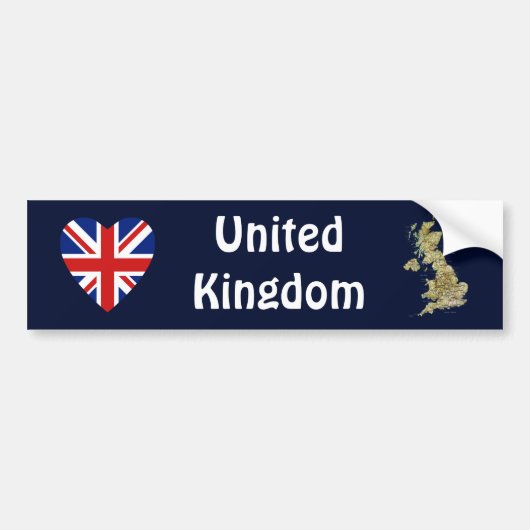 UK Flag Heart + Karte Autoaufkleber (Vorne)