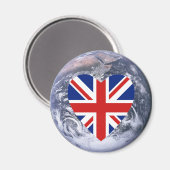 UK Flag Herz über Planet Erde Magnet (Vorderseite/Rückseite)