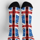 UK-Flagge rot blaue Funken glitzert Socken (Oben)