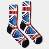 UK-Flagge rot blaue Funken glitzert Socken (Rechts)