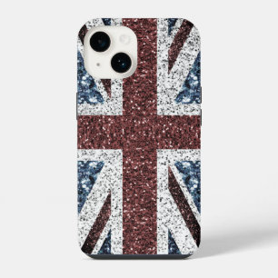 UK-Flagge Rustikale Vintage-Funken glitzert Bling iPhone 14 Hülle