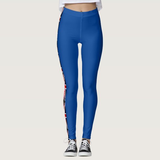 uk Flaggenmuster Gewerkschaft Jack Rot blauer Fun  Leggings (Vorderseite)