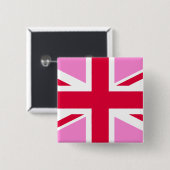 UK Gay Pride (Pink Union Jack) (Gay British Flag) Button (Vorne & Hinten)